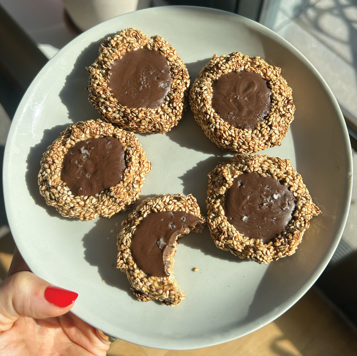 3 Ingredient Chocolate Tahini Thumbprints