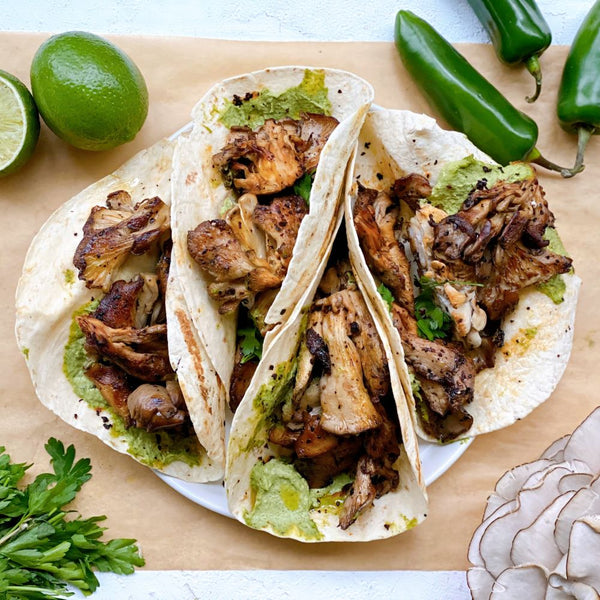 Spicy Mushroom Tacos with Green Tahini Sauce - Seed + Mill